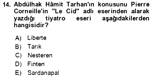 Tanzimat Dönemi Türk Edebiyatı 2 2021-2022 Ara Sınav - 14. soru