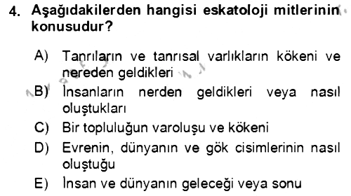 Türk Edebiyatının Mitolojik Kaynakları 2016-2017 Ara Sınav - 4. soru