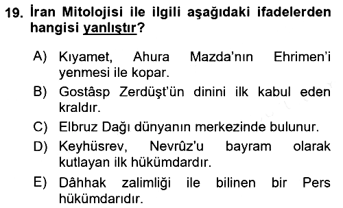 Türk Edebiyatının Mitolojik Kaynakları 2018-2019 Ara Sınav - 19. soru