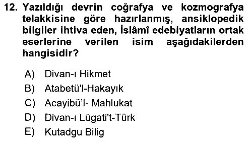 Türk Edebiyatının Mitolojik Kaynakları 2024-2025 Dönem Sonu Sınavı - 12. soru