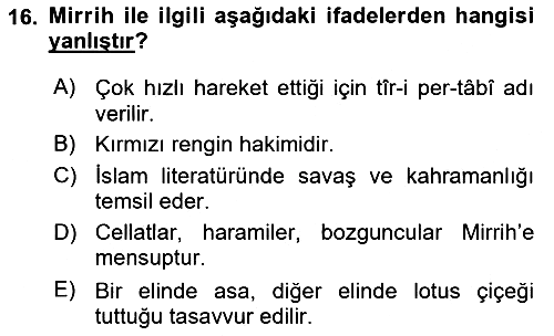 Türk Edebiyatının Mitolojik Kaynakları 2024-2025 Dönem Sonu Sınavı - 16. soru
