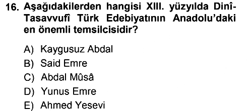Türk Halk Şiiri 2012-2013 Ara Sınav - 16. soru