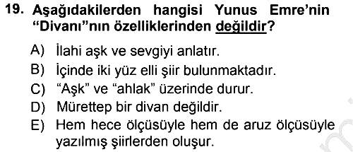 Türk Halk Şiiri 2012-2013 Ara Sınav - 19. soru