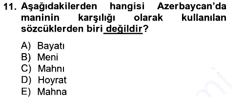 Türk Halk Şiiri 2013-2014 Ara Sınav - 11. soru