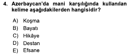 Türk Halk Şiiri 2023-2024 Ara Sınav - 4. soru