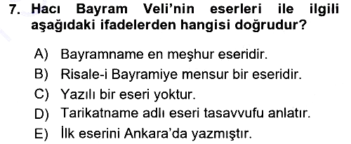 Türk Halk Şiiri 2015-2016 Dönem Sonu Sınavı - 7. soru