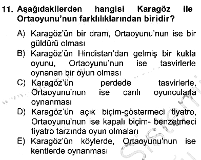 Türk Tiyatrosu 2012-2013 Ara Sınav - 11. soru