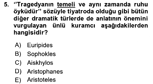 Türk Tiyatrosu 2018-2019 Ara Sınav - 5. soru