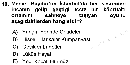 Türk Tiyatrosu 2021-2022 Dönem Sonu Sınavı - 10. soru