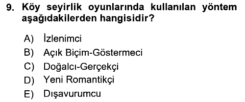 Türk Tiyatrosu 2023-2024 Dönem Sonu Sınavı - 9. soru