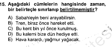Türkçe Biçim Bilgisi 2013-2014 Ara Sınav - 15. soru