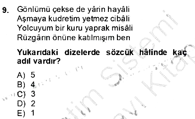 Türkçe Biçim Bilgisi 2013-2014 Dönem Sonu Sınavı - 9. soru
