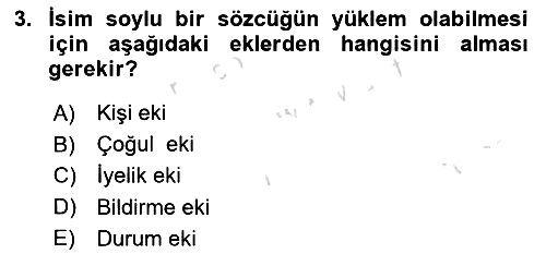 Türkçe Biçim Bilgisi 2023-2024 Yaz Okulu Sınavı - 3. soru