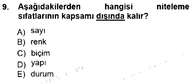 Türkçe Cümle Bilgisi 1 2014-2015 Ara Sınav - 9. soru