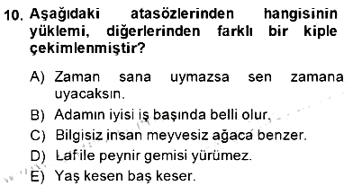 Türkçe Cümle Bilgisi 2 2014-2015 Dönem Sonu Sınavı - 10. soru