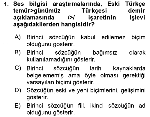 Türkçe Ses Bilgisi 2017-2018 Dönem Sonu Sınavı - 1. soru