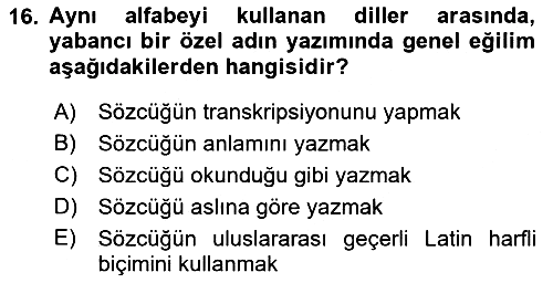 Türkçe Ses Bilgisi 2021-2022 Yaz Okulu Sınavı - 16. soru