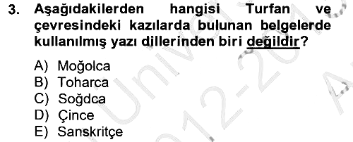 Uygur Türkçesi 2012-2013 Ara Sınav - 3. soru