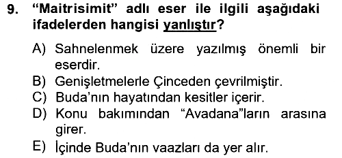 Uygur Türkçesi 2012-2013 Ara Sınav - 9. soru