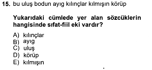 Uygur Türkçesi 2012-2013 Ara Sınav - 15. soru