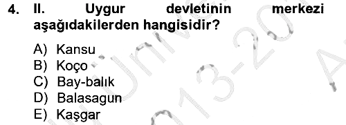 Uygur Türkçesi 2013-2014 Ara Sınav - 4. soru