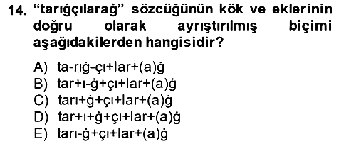 Uygur Türkçesi 2013-2014 Ara Sınav - 14. soru