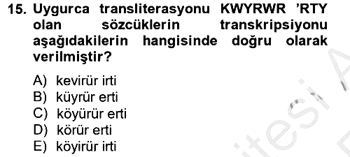Uygur Türkçesi 2013-2014 Ara Sınav - 15. soru