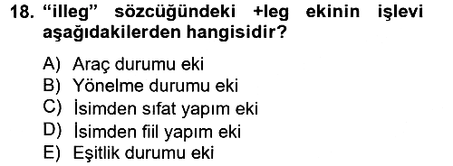 Uygur Türkçesi 2013-2014 Ara Sınav - 18. soru