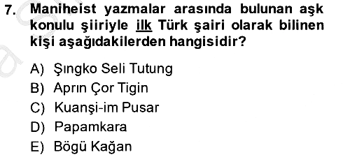 Uygur Türkçesi 2014-2015 Ara Sınav - 7. soru