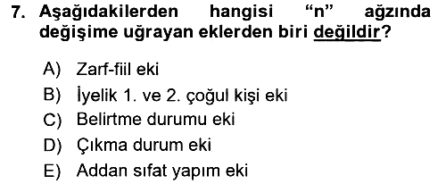 Uygur Türkçesi 2015-2016 Ara Sınav - 7. soru
