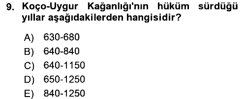 Uygur Türkçesi 2015-2016 Ara Sınav - 9. soru