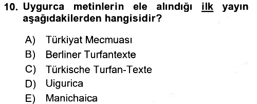 Uygur Türkçesi 2015-2016 Ara Sınav - 10. soru