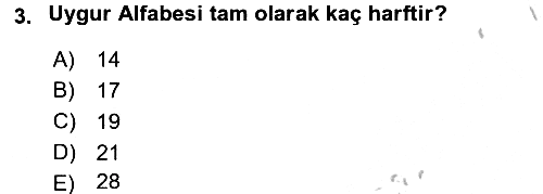 Uygur Türkçesi 2016-2017 Ara Sınav - 3. soru