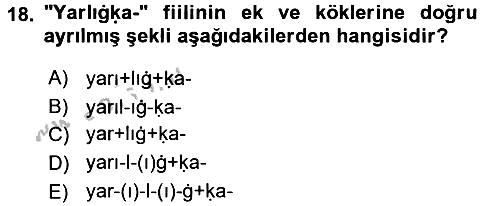 Uygur Türkçesi 2016-2017 Ara Sınav - 18. soru