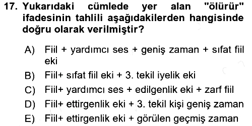 Uygur Türkçesi 2017-2018 Ara Sınav - 17. soru