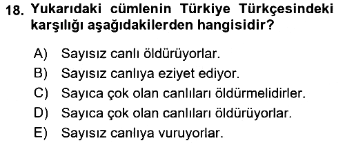 Uygur Türkçesi 2017-2018 Ara Sınav - 18. soru
