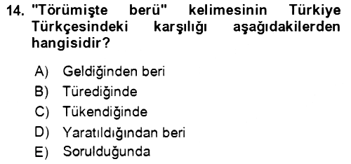 Uygur Türkçesi 2018-2019 Ara Sınav - 14. soru