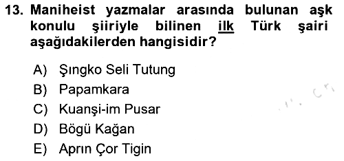Uygur Türkçesi 2023-2024 Ara Sınav - 13. soru