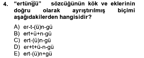 Uygur Türkçesi 2014-2015 Dönem Sonu Sınavı - 4. soru