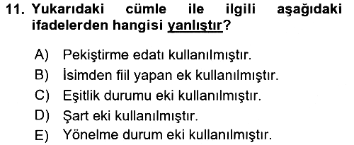 Uygur Türkçesi 2017-2018 Dönem Sonu Sınavı - 11. soru