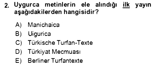 Uygur Türkçesi 2018-2019 Dönem Sonu Sınavı - 2. soru