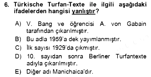 Uygur Türkçesi 2018-2019 Dönem Sonu Sınavı - 6. soru