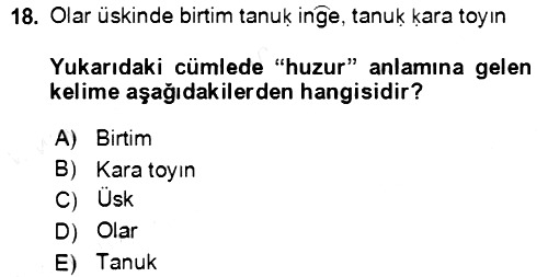 Uygur Türkçesi 2018-2019 Dönem Sonu Sınavı - 18. soru