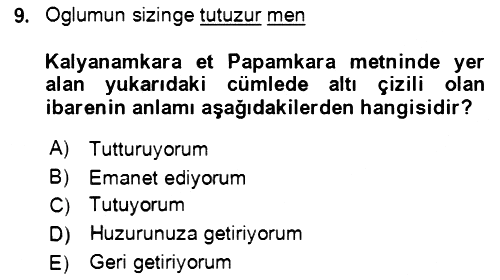 Uygur Türkçesi 2021-2022 Dönem Sonu Sınavı - 9. soru
