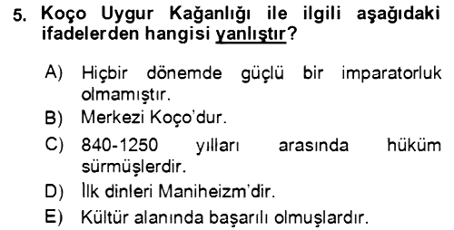 Uygur Türkçesi 2018-2019 Yaz Okulu Sınavı - 5. soru