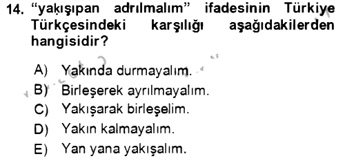 Uygur Türkçesi 2018-2019 Yaz Okulu Sınavı - 14. soru