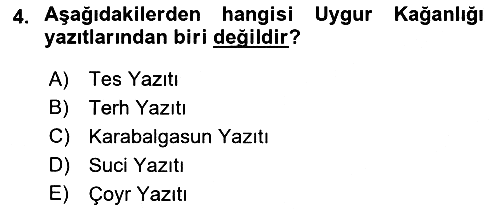 VIII-XIII. Yüzyıllar Türk Edebiyatı 2018-2019 Ara Sınav - 4. soru