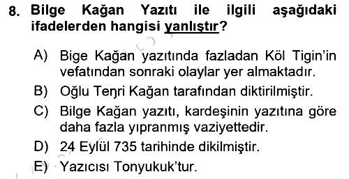 VIII-XIII. Yüzyıllar Türk Edebiyatı 2025-2026 Ara Sınav - 8. soru