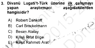 VIII-XIII. Yüzyıllar Türk Edebiyatı 2015-2016 Dönem Sonu Sınavı - 3. soru