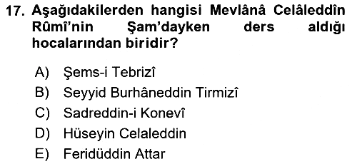 VIII-XIII. Yüzyıllar Türk Edebiyatı 2019-2020 Dönem Sonu Sınavı - 17. soru